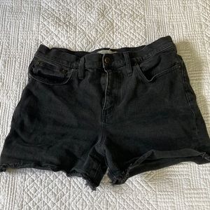 Madewell black stretch denim shorts - high rise, 30